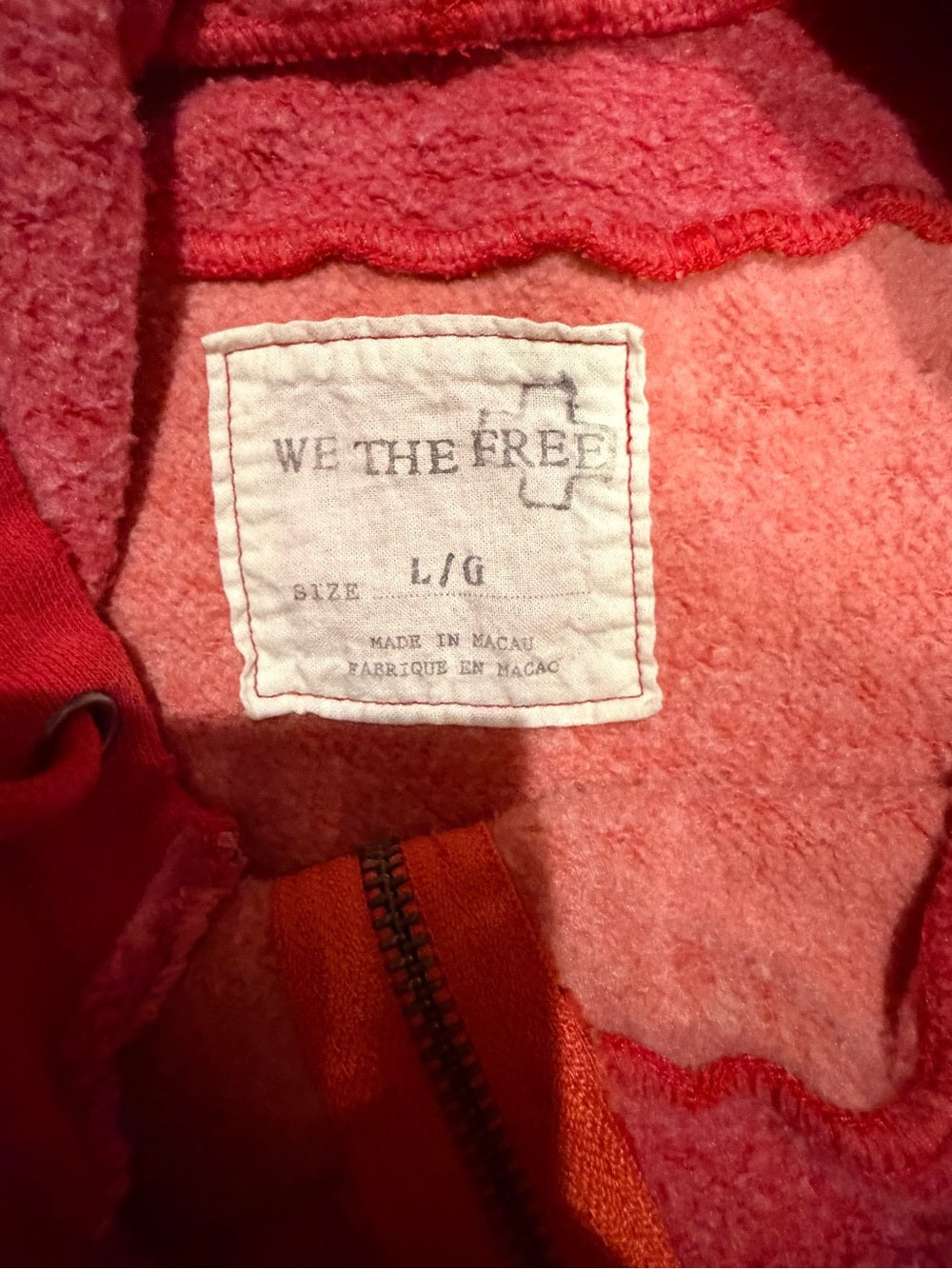 We The Free Free People Faded Orange Eagle Graphic Zip Hoodie Womens L GT-0211