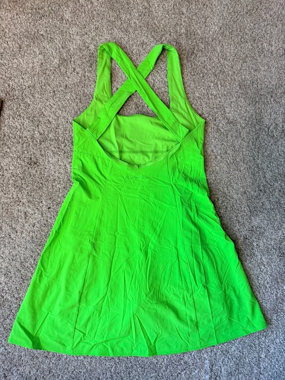 Outdoor Voices Neon Green Crossback Active Tank Dress