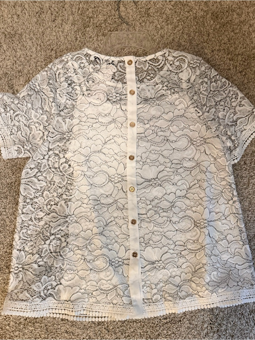 GT-70 Lace Overlay Short Sleeve Blouse - White by Lynn Ryann