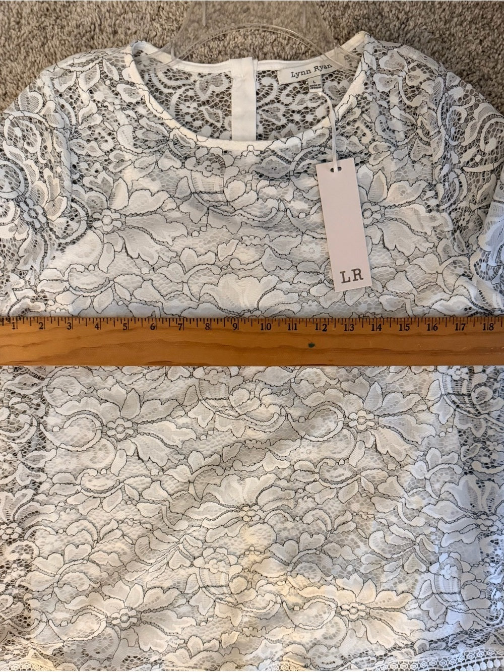 GT-70 Lace Overlay Short Sleeve Blouse - White by Lynn Ryann