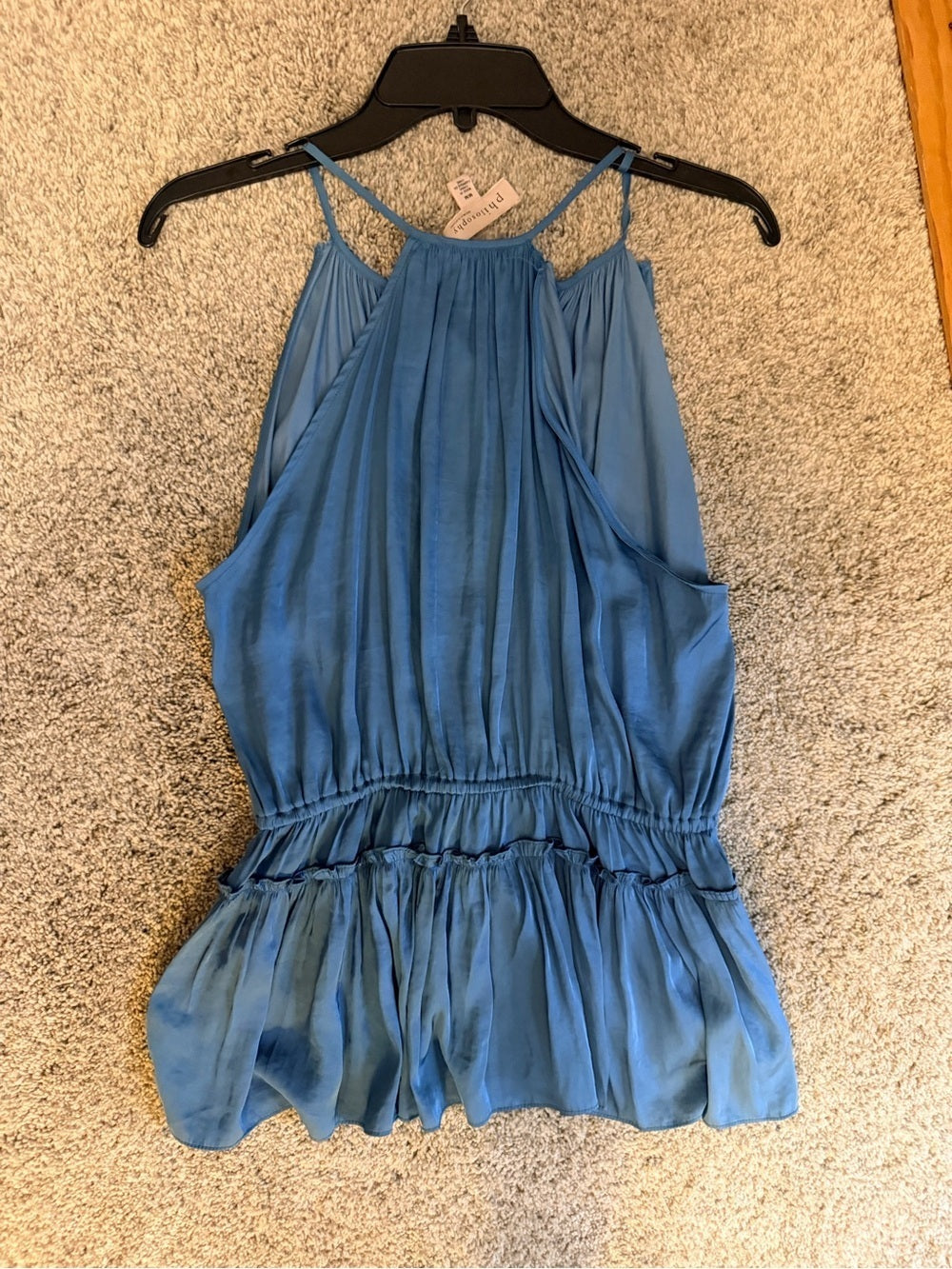 Philosophy Teal-Blue Spaghetti Strap Peplum Camisole