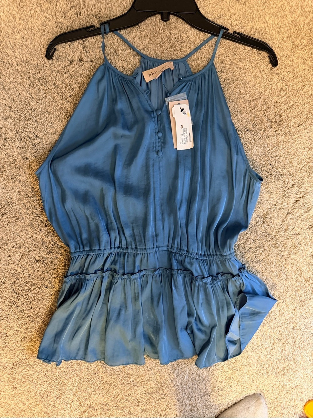 Philosophy Teal-Blue Spaghetti Strap Peplum Camisole