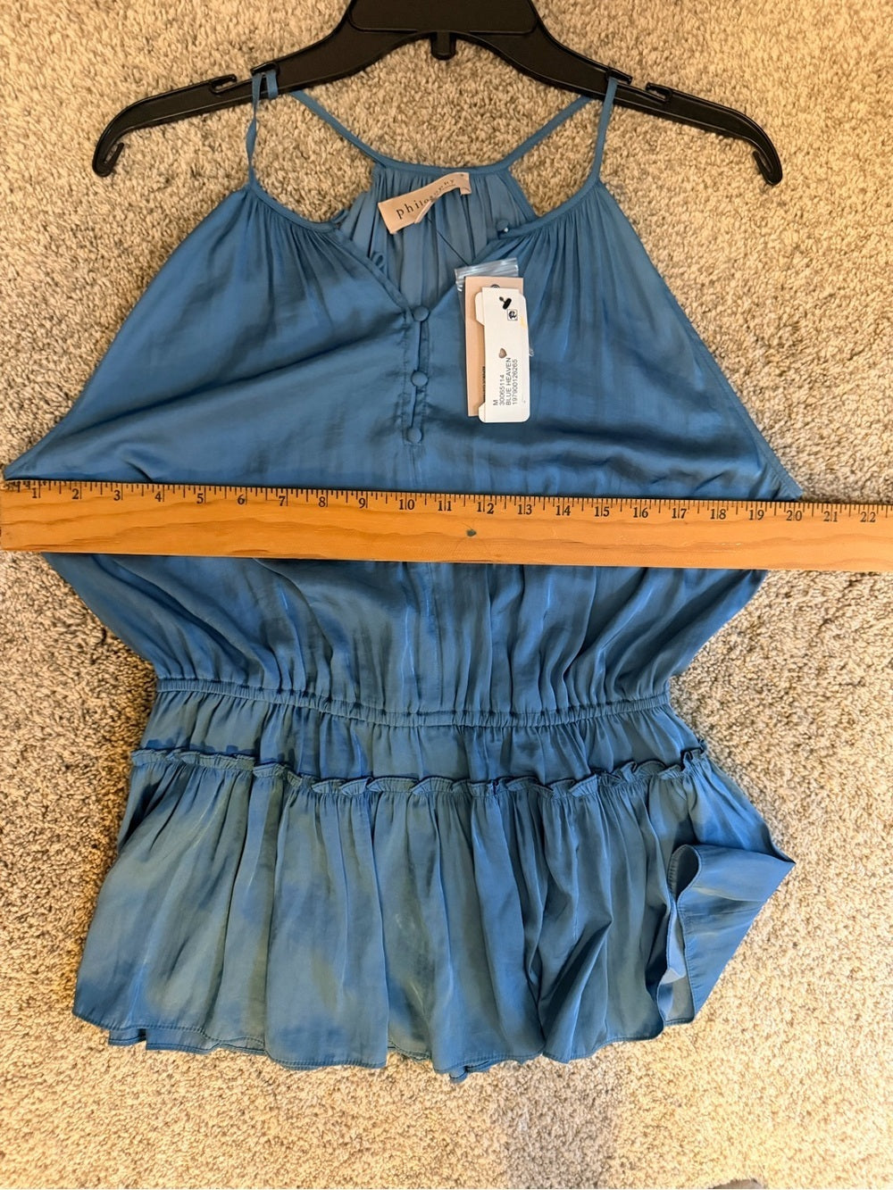 Philosophy Teal-Blue Spaghetti Strap Peplum Camisole