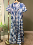 GT-0128 Polo Ralph Lauren 100% Linen Gingham Maxi Shirt Dress 14 Belted