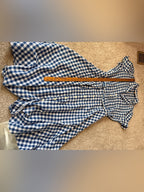 GT-0128 Polo Ralph Lauren 100% Linen Gingham Maxi Shirt Dress 14 Belted