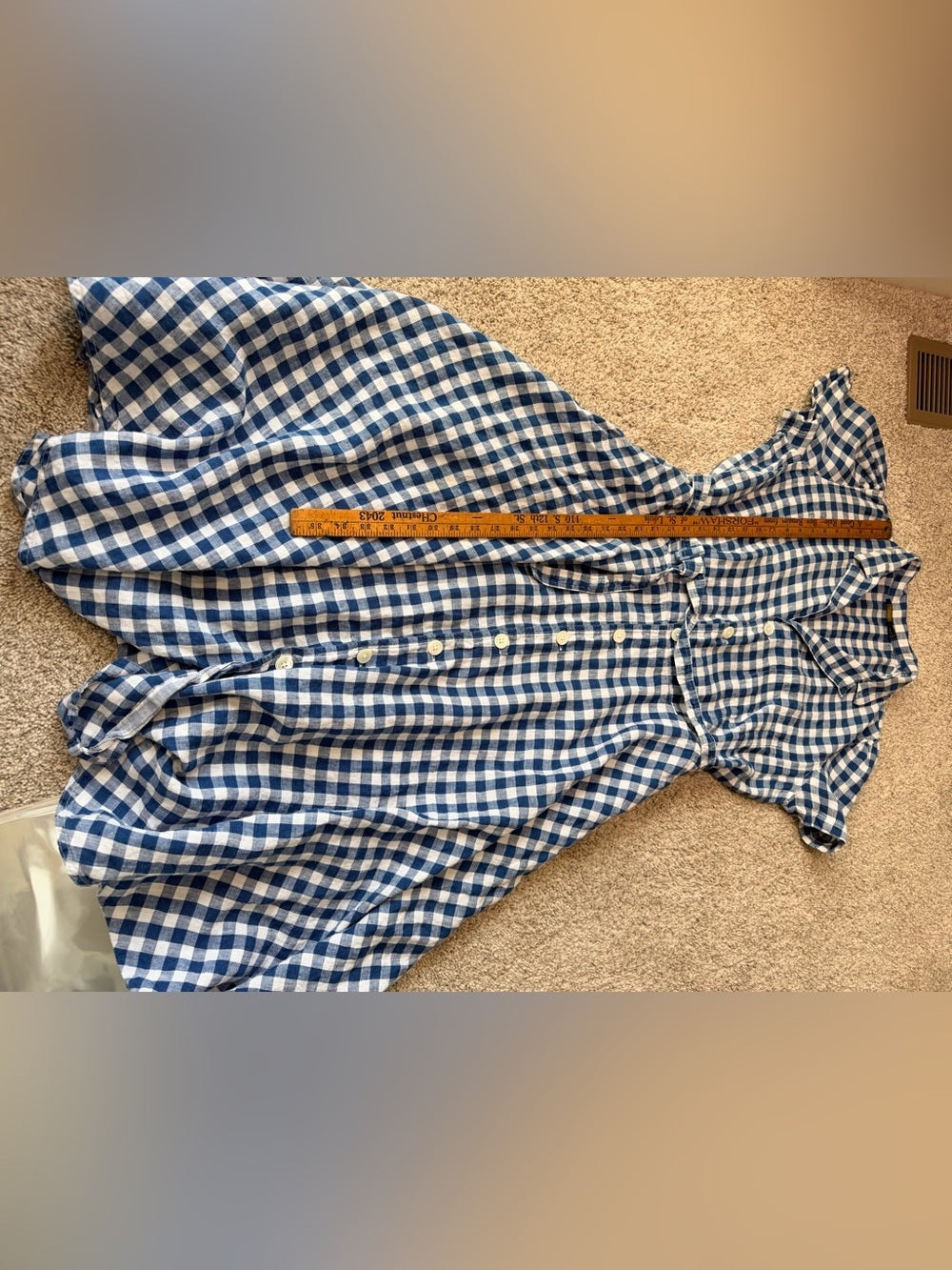 GT-0128 Polo Ralph Lauren 100% Linen Gingham Maxi Shirt Dress 14 Belted