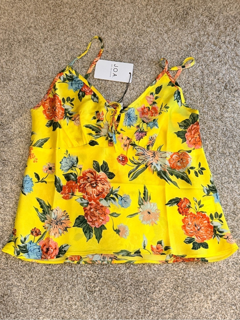GT-60 J.O.A. Yellow Floral Tie-Front Camisole
