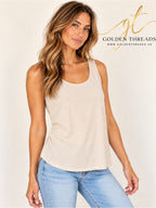 GT-4 Eileen Fisher Cream Scoop Neck Tank Top XS Minimalist Layering