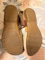 Dansko Leather Slingback Sandals 38 Cream Brown Perforated Mary Jane