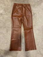 GT-0195 Aritzia Wilfred Brown Leather Look Bootcut High Rise Pants Size 10
