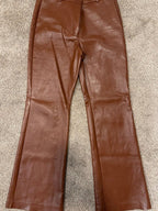 GT-0195 Aritzia Wilfred Brown Leather Look Bootcut High Rise Pants Size 10