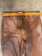 GT-0195 Aritzia Wilfred Brown Leather Look Bootcut High Rise Pants Size 10