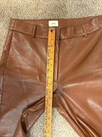 GT-0195 Aritzia Wilfred Brown Leather Look Bootcut High Rise Pants Size 10