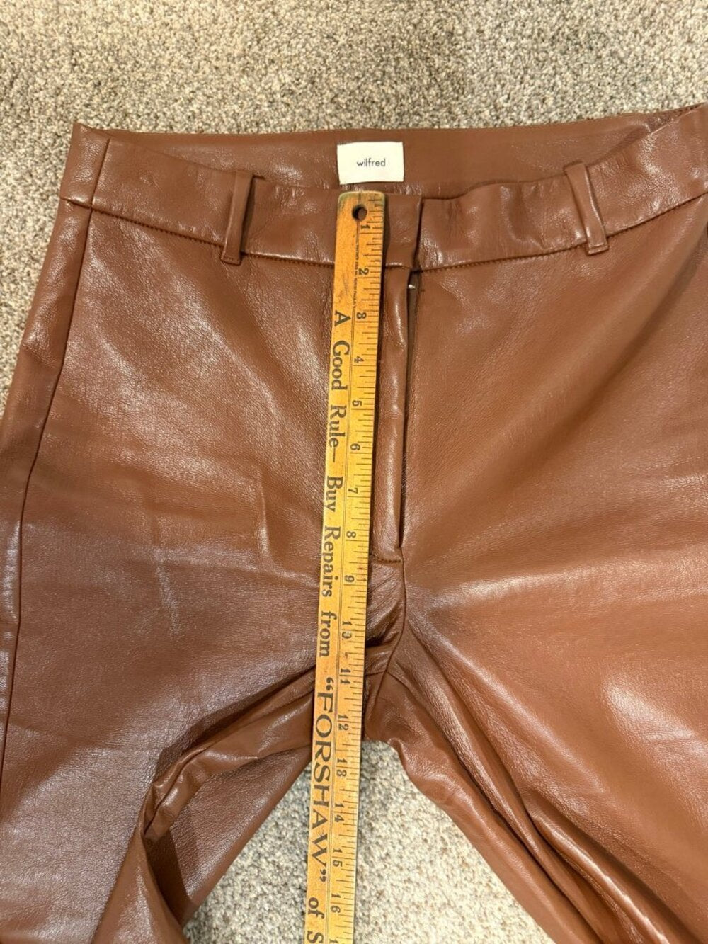 GT-0195 Aritzia Wilfred Brown Leather Look Bootcut High Rise Pants Size 10