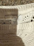 GT-0233 J.Jill Ivory Geometric Open Knit Sweater Women’s M Boho Cotton