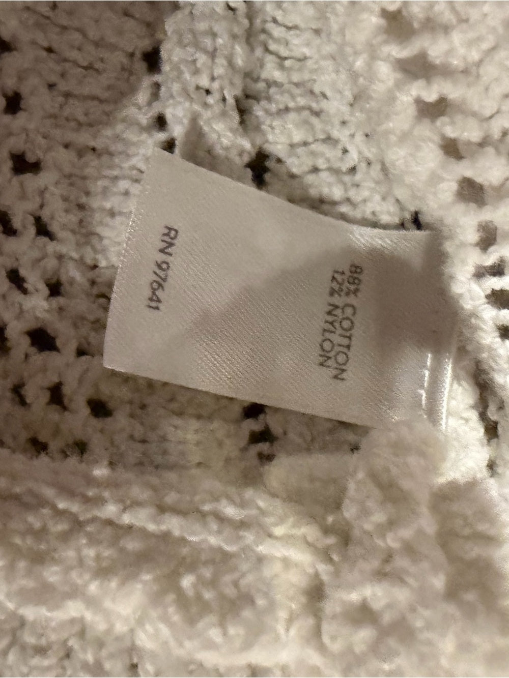 GT-0233 J.Jill Ivory Geometric Open Knit Sweater Women’s M Boho Cotton
