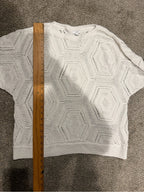 GT-0233 J.Jill Ivory Geometric Open Knit Sweater Women’s M Boho Cotton