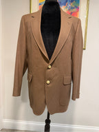 Vintage USA Made 100% Wool Brown Blazer Gold Crest Buttons Men’s L