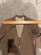 Vintage USA Made 100% Wool Brown Blazer Gold Crest Buttons Men’s L