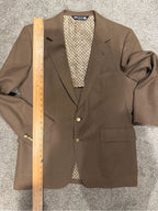 Vintage USA Made 100% Wool Brown Blazer Gold Crest Buttons Men’s L