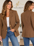 Vintage USA Made 100% Wool Brown Blazer Gold Crest Buttons Men’s L