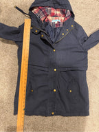 Aloha Bee Navy Hooded Utility Jacket Women’s L Plaid Lined