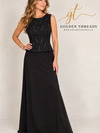 Jade by Jasmine Black Beaded Evening Gown Formal Dress
