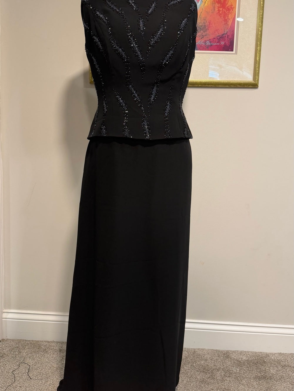 Jade by Jasmine Black Beaded Evening Gown Formal Dress
