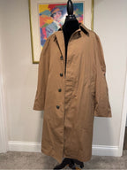 Vintage London Fog Maincoat Tan Faux Fur Lined Trench Coat Men’s 38 REG