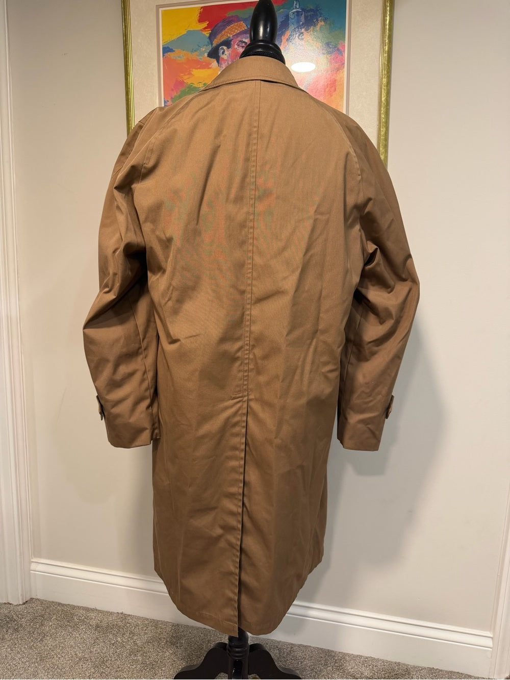 Vintage London Fog Maincoat Tan Faux Fur Lined Trench Coat Men’s 38 REG