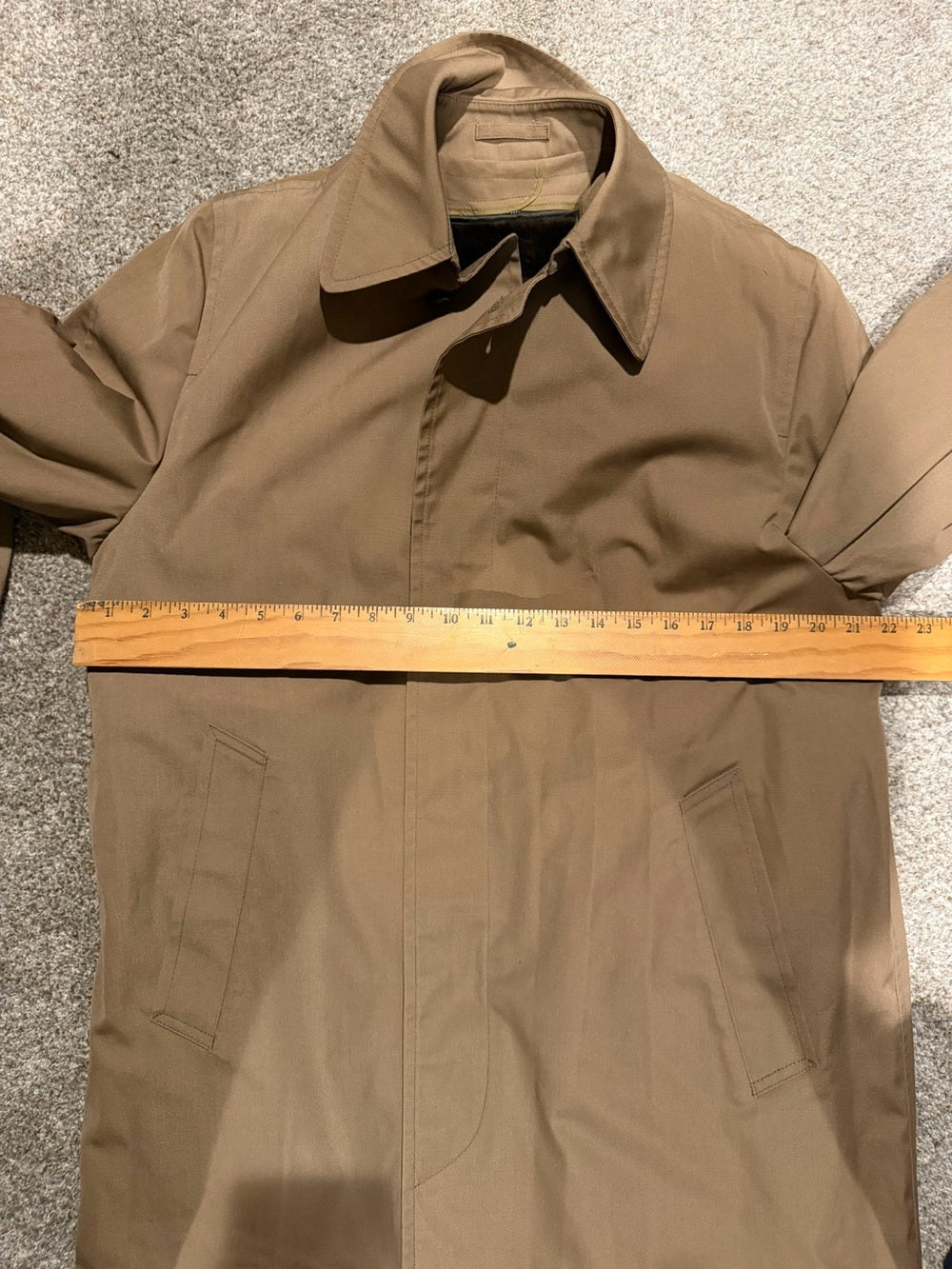 Vintage London Fog Maincoat Tan Faux Fur Lined Trench Coat Men’s 38 REG