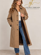 Vintage London Fog Maincoat Tan Faux Fur Lined Trench Coat Men’s 38 REG