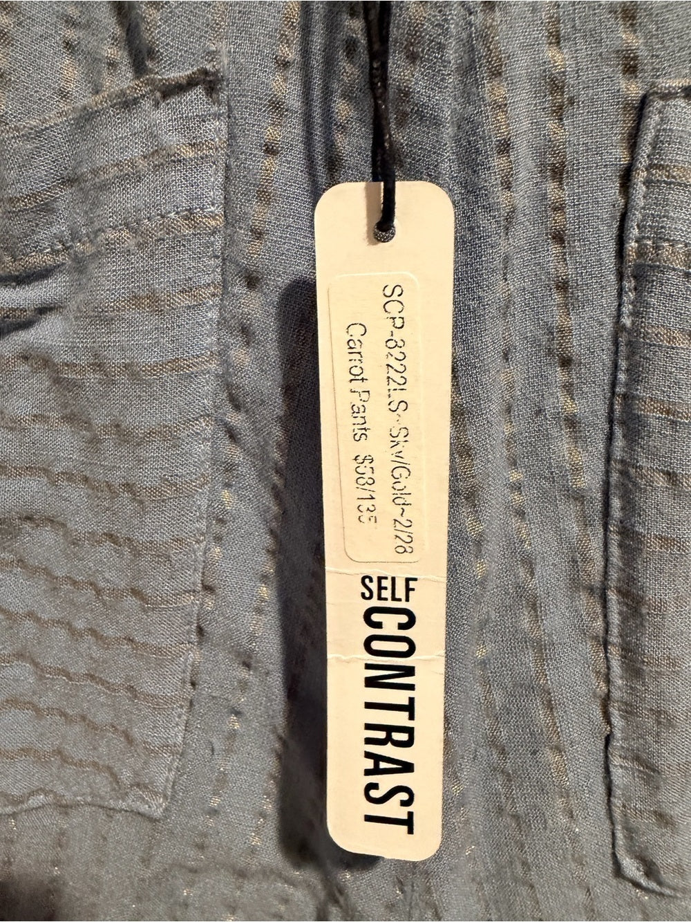 Women's Light Blue Textured Tapered Trousers