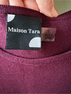 GT-0090 Maison Tara Plum Knit Top with Cream & Plum Patterned Skirt