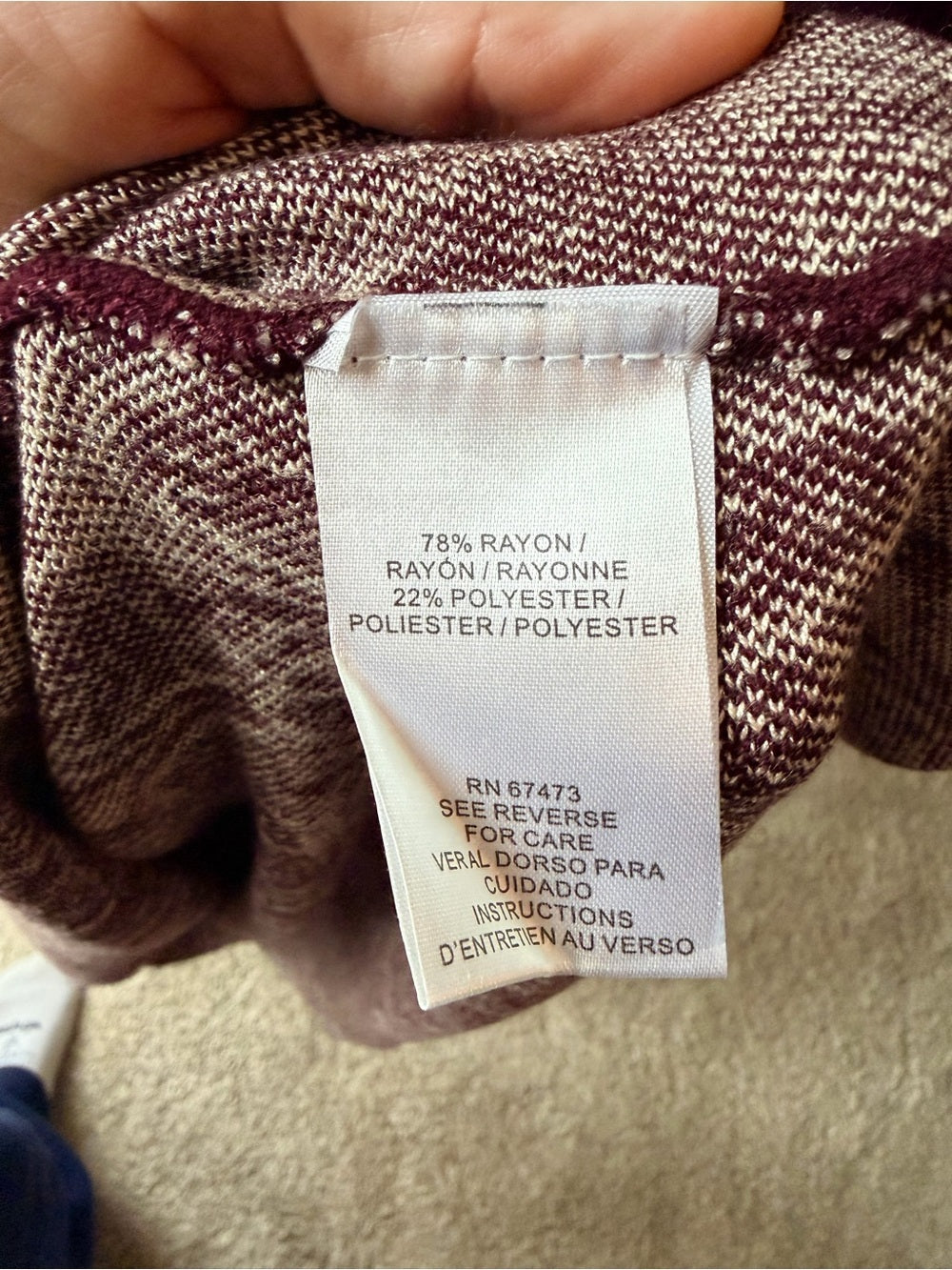 GT-0090 Maison Tara Plum Knit Top with Cream & Plum Patterned Skirt