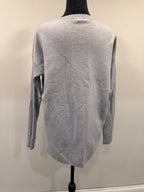 GT-0196 Vince Gray Wool Blend Crewneck Sweater M Ribbed Sleeve High Low
