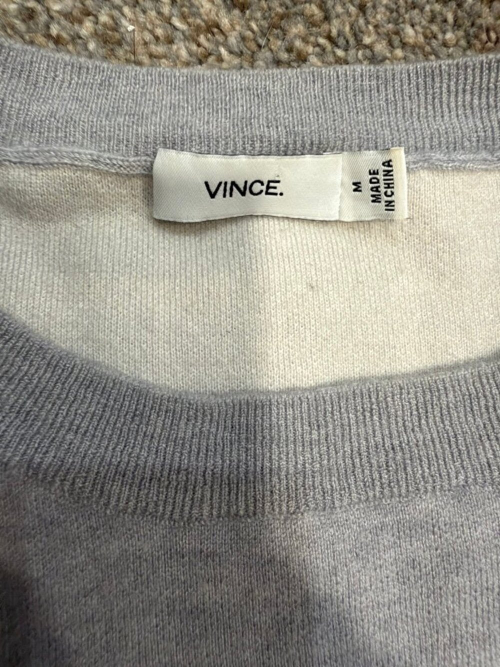 GT-0196 Vince Gray Wool Blend Crewneck Sweater M Ribbed Sleeve High Low