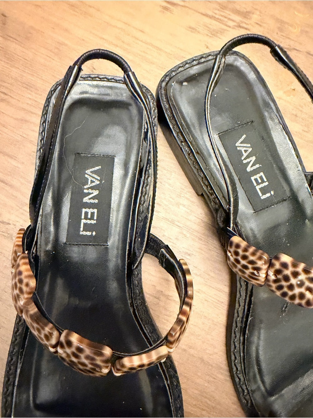 Vaneli 8.5 S Leopard Tortoise Slingback Sandals Leather Y2K Vintage
