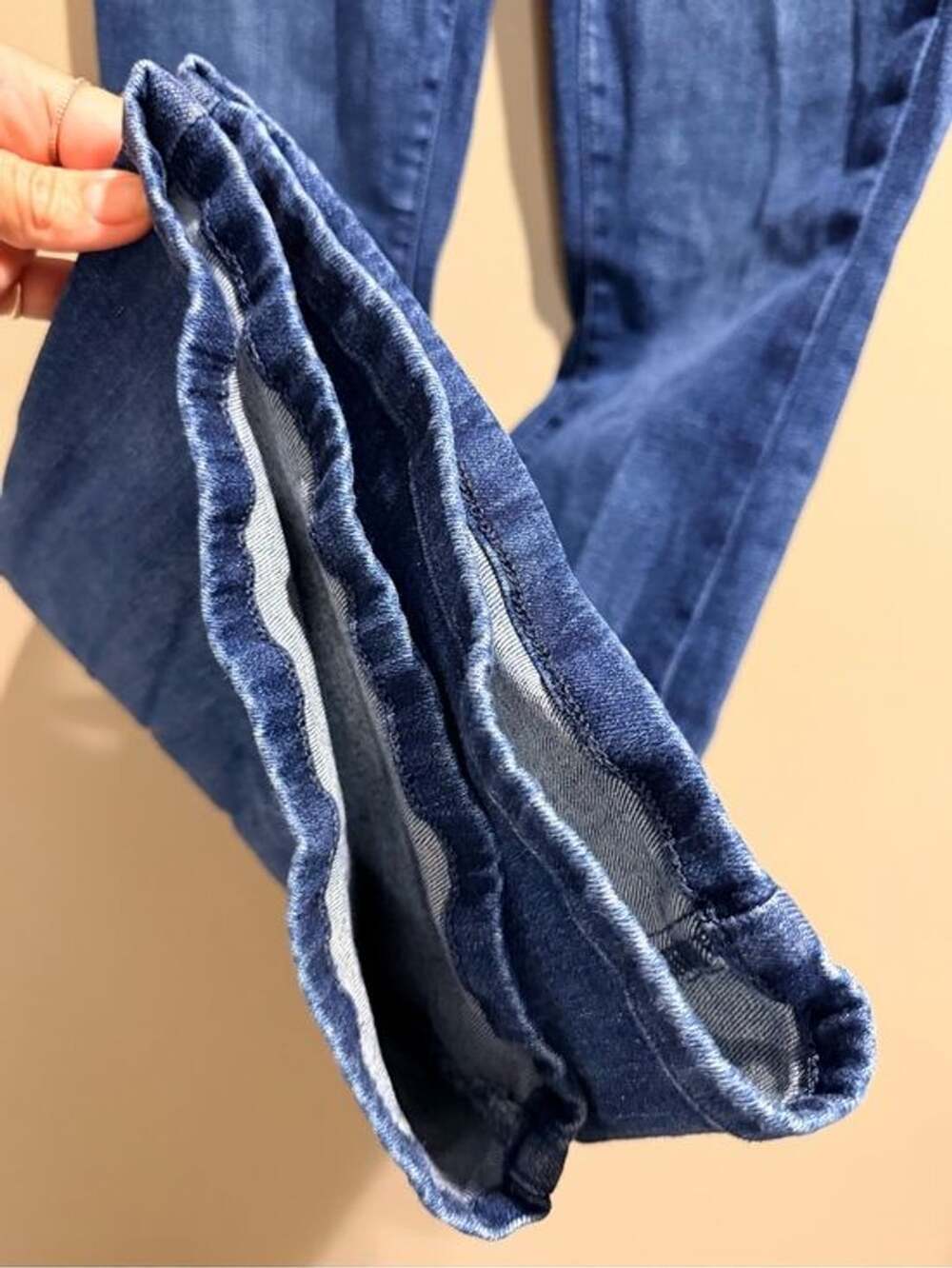 0011-We The Free Free People 31 High Rise Flare Jeans Seamed Dark Wash