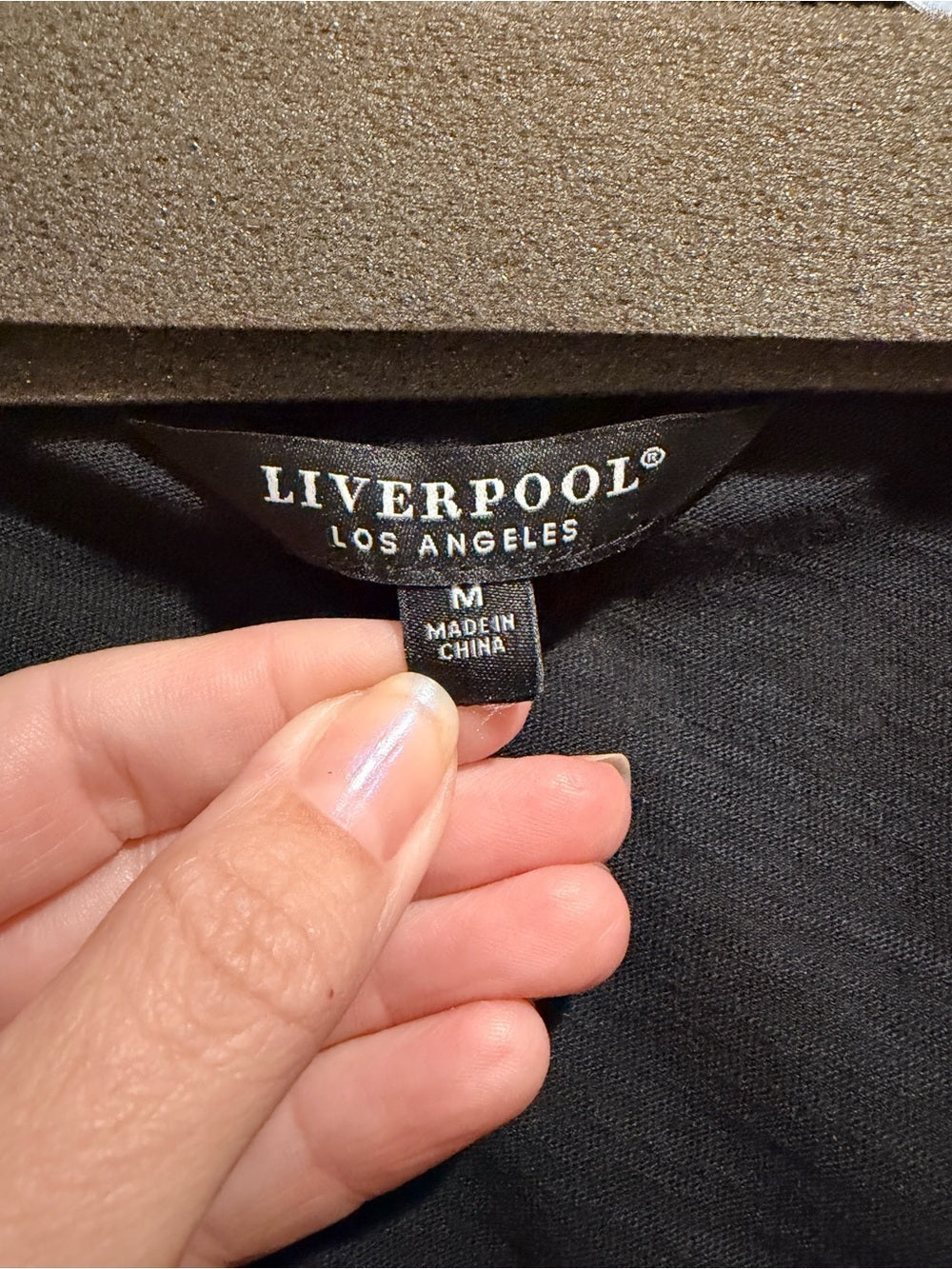 NWT Liverpool Los Angeles Black Draped Surplice Ruched Top M