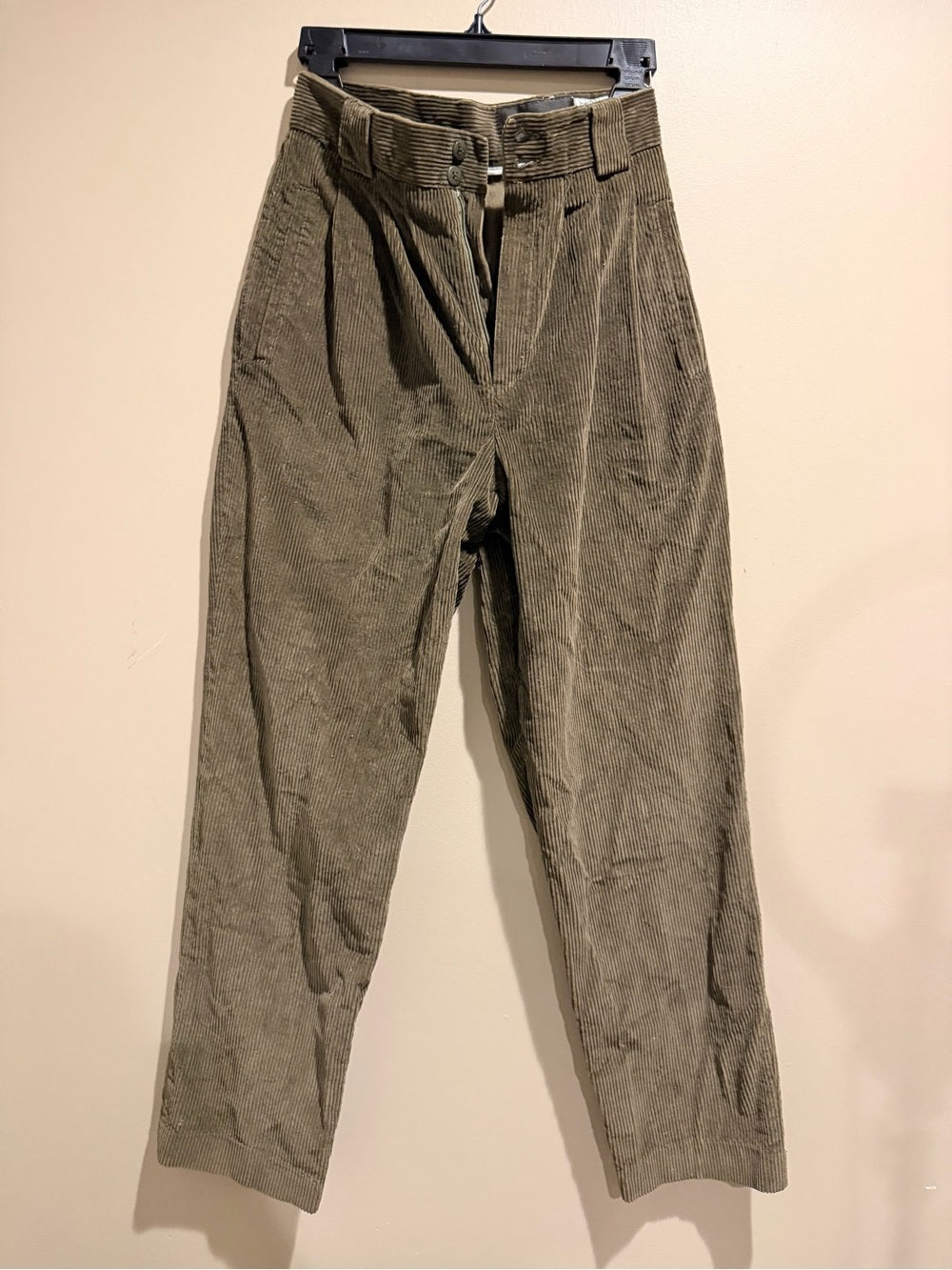 GT-0004 Vintage Giorgio Sant’Angelo Corduroy Pants Olive High Rise Pleated Size