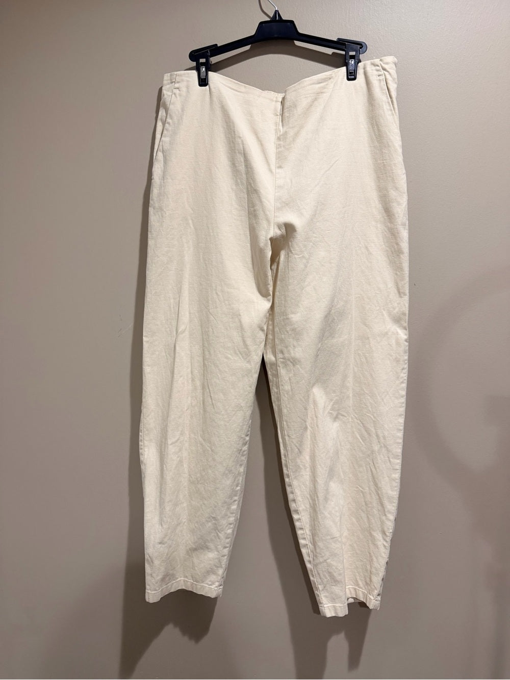 GT-0012 Eileen Fisher Organic Cotton Hemp Tapered Pants Cream Large