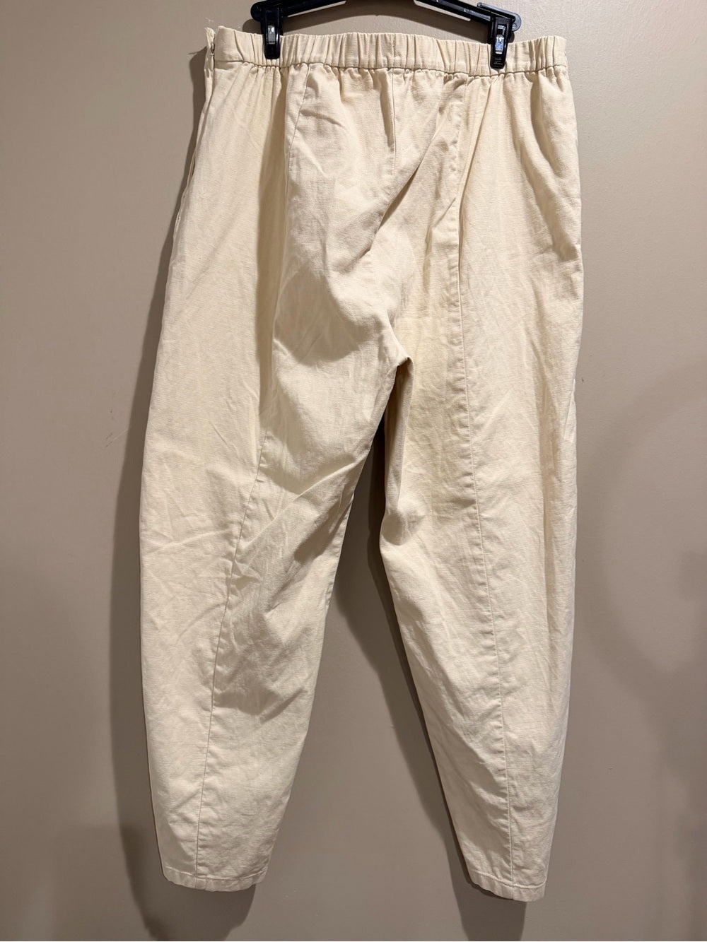 GT-0012 Eileen Fisher Organic Cotton Hemp Tapered Pants Cream Large