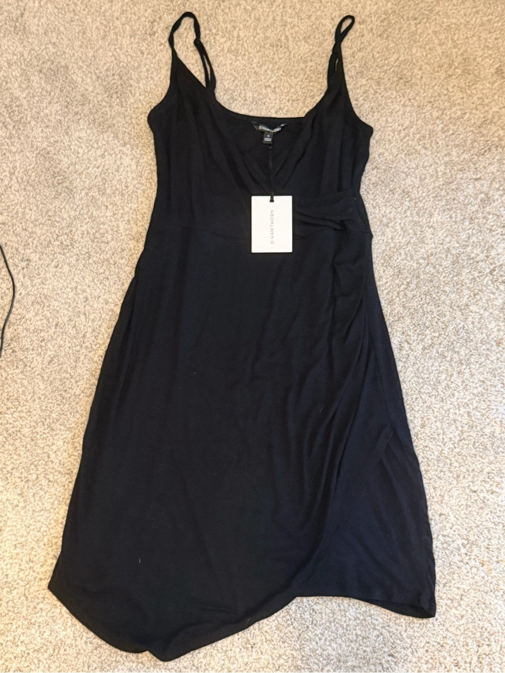 GT-0191 NWT 41 Hawthorn Black Draped Asymmetrical Dress Size XL