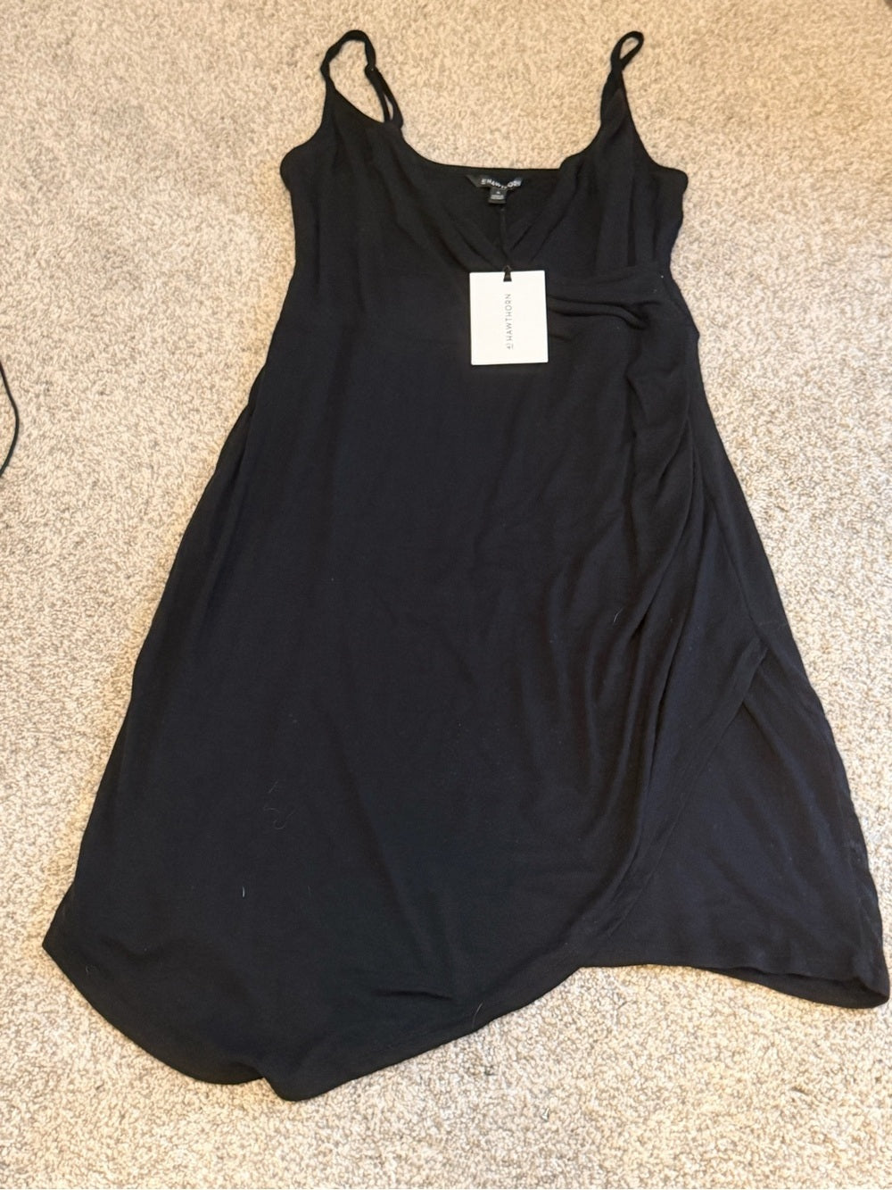 GT-0191 NWT 41 Hawthorn Black Draped Asymmetrical Dress Size XL