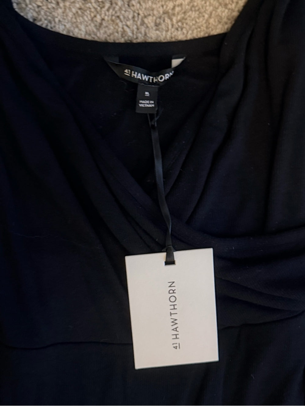GT-0191 NWT 41 Hawthorn Black Draped Asymmetrical Dress Size XL