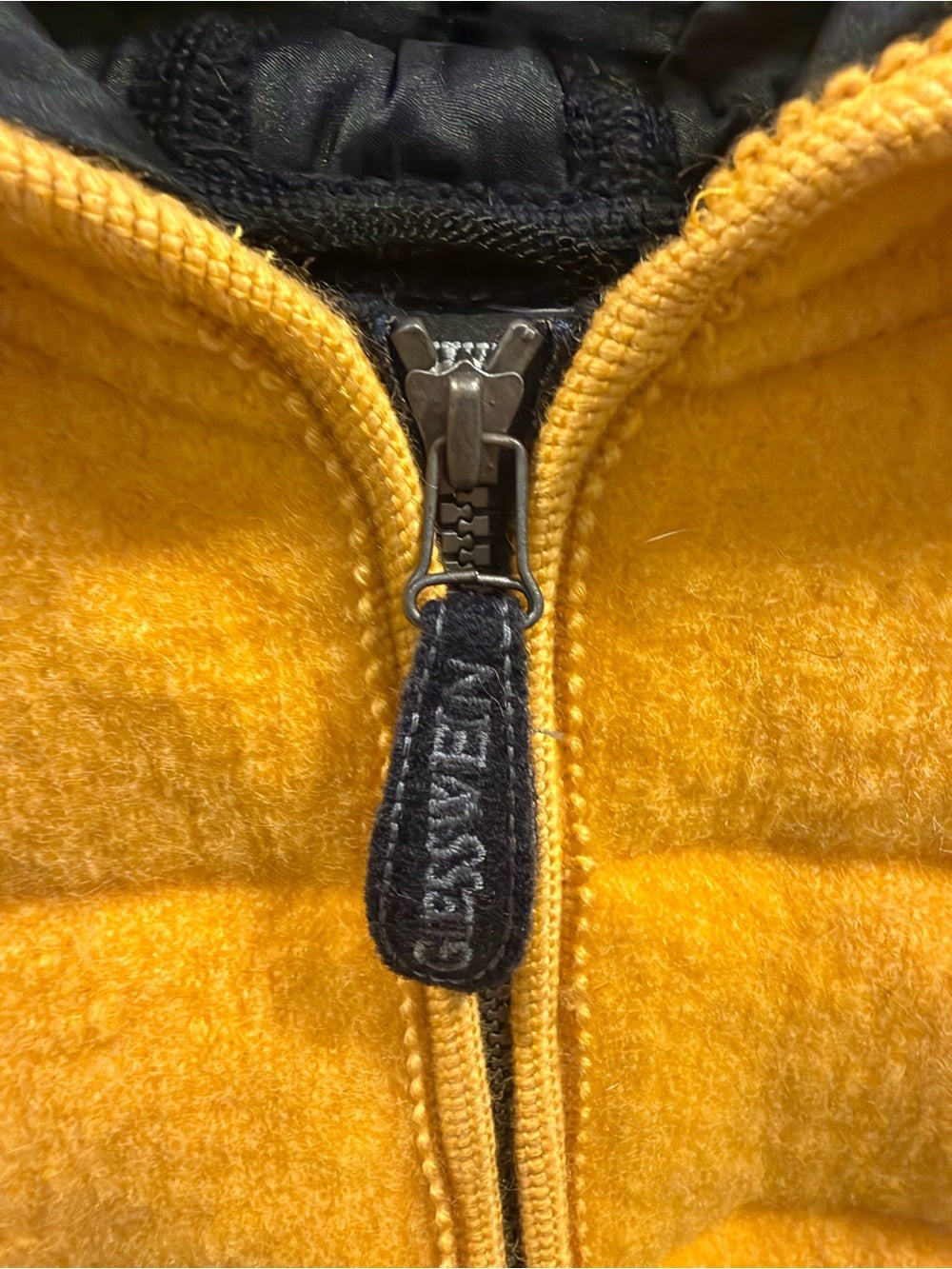 Giesswein Austria Wool Hooded Coat 16 Mustard Yellow Quilted