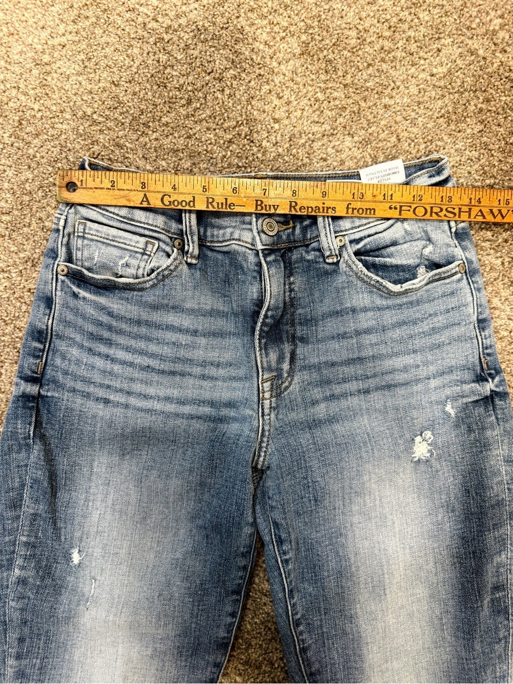 GT-0146 — Eunina High Rise Straight Leg Distressed Jeans 7/28 Light Wash