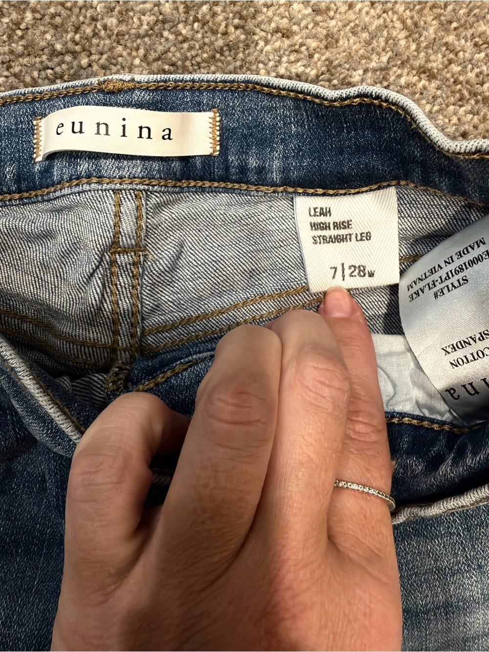 GT-0146 — Eunina High Rise Straight Leg Distressed Jeans 7/28 Light Wash