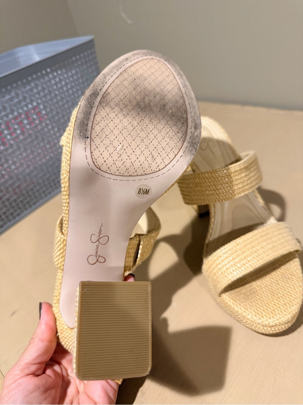 Jessica Simpson Woven Double-Strap Block Heel Sandals - Cream